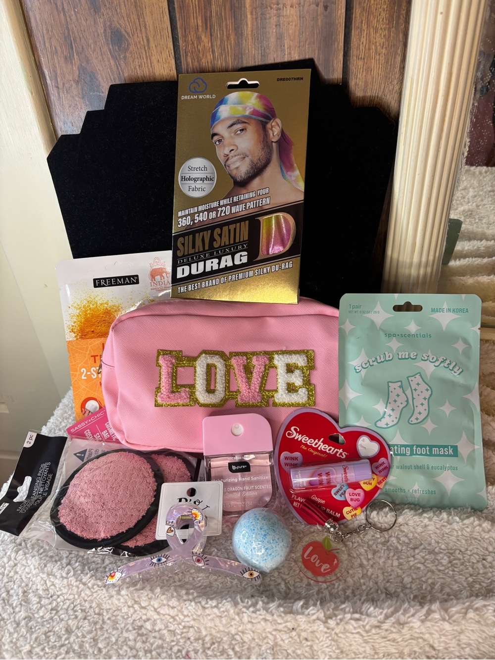 Beauty bundle 10 Pieces All new Cosmetic bag,Silky Durag,Hand Sanitizer + more